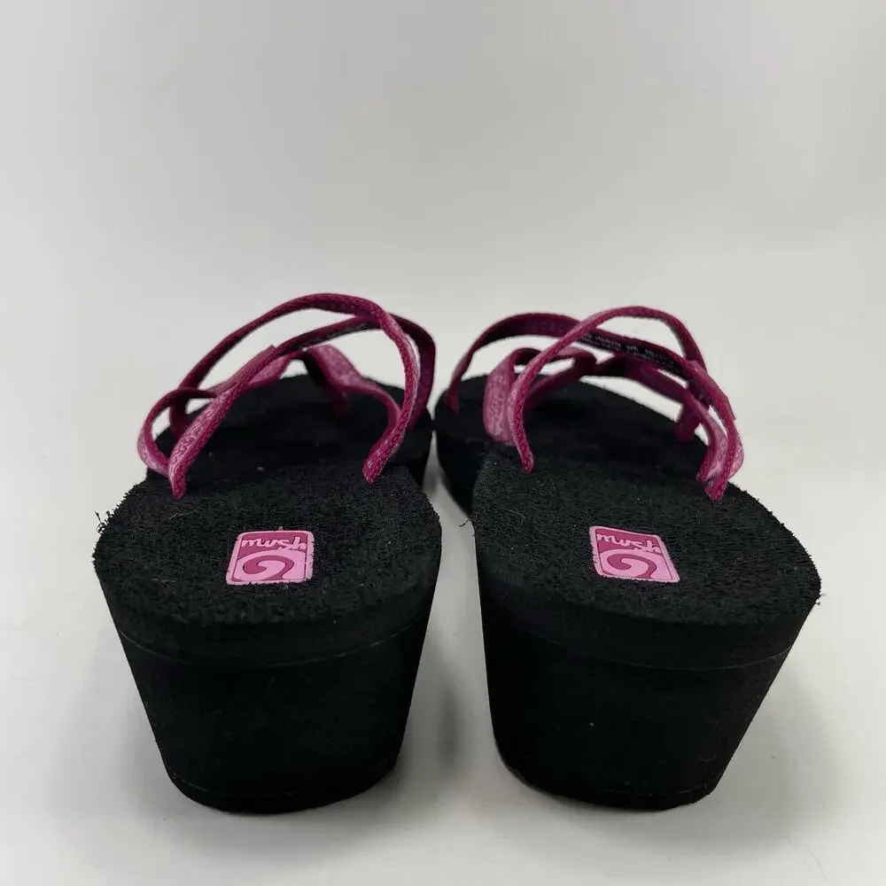 Teva Olowahu Crisscross Strappy Platform Flip Flops Women Size 8 Magenta Pink